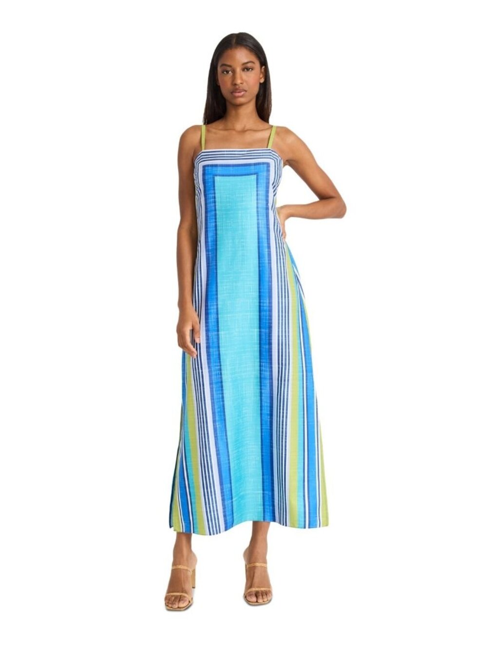 Donna Morgan Women's Striped Side-Slit Maxi Dress Blue Size 8 MSRP $128